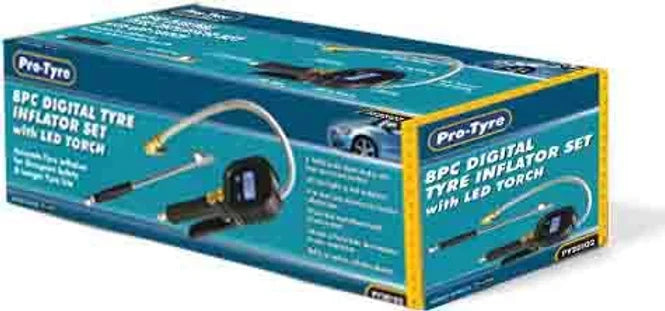 Digital Tyre Inflator Set With Led Torch 8pc - Pro Tyre