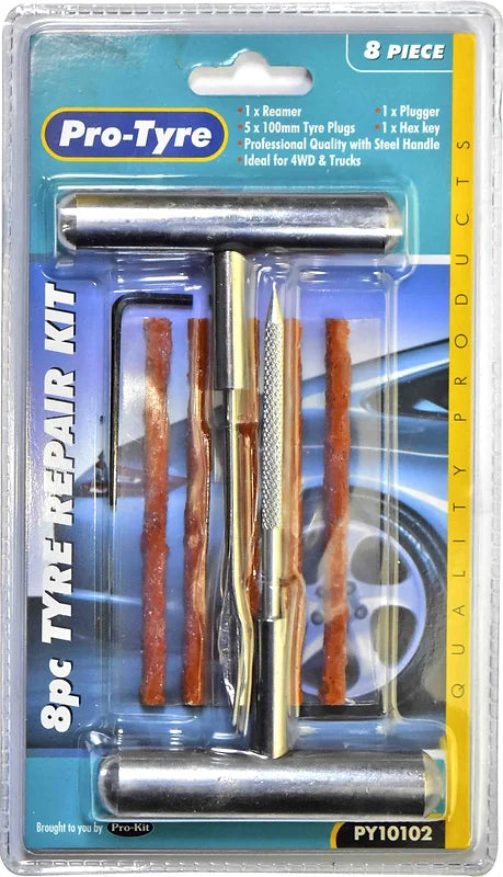 Steel Handle Tyre Repair Kit 8pc - Pro Tyre