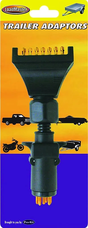 Trailer Adapter 7 Pin Flat Car Socket To Small Round Trailer Plug - LoadMaster