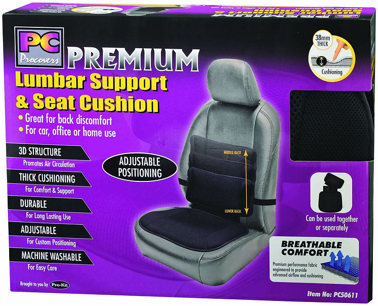 Lumbar Back Support & Seat Cushion - PC Procovers | Universal Auto Spares