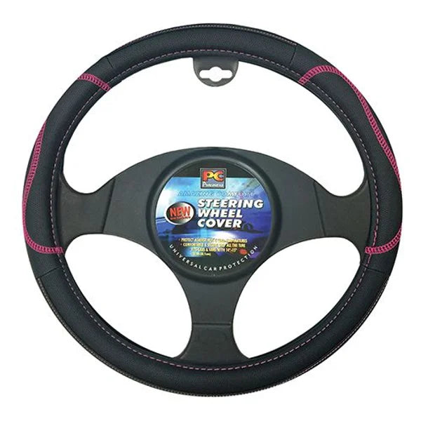 Steering Wheel Cover Black/Pink - PC Procovers | Universal Auto Spares