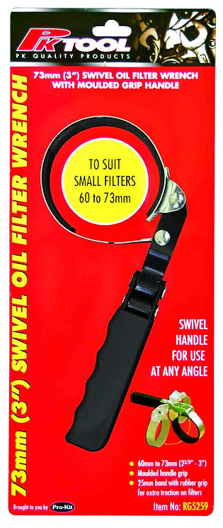 Swivel Oil Filter Wrench 180 Degrees Swivel Handle Rubber Lined Grip - PKTool