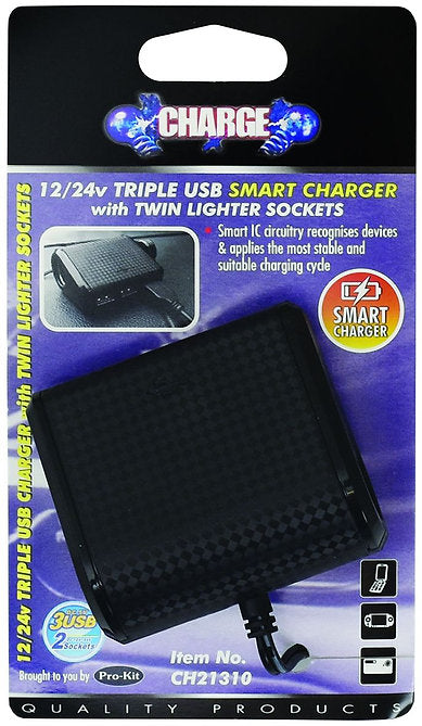 Cigarette Lighter Accessory Socket With 3 USB - Charge