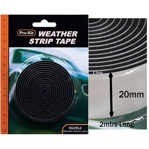 Tape Weatherstrip Foam Black 6, 12, 20mm - Pro-Kit 20mm