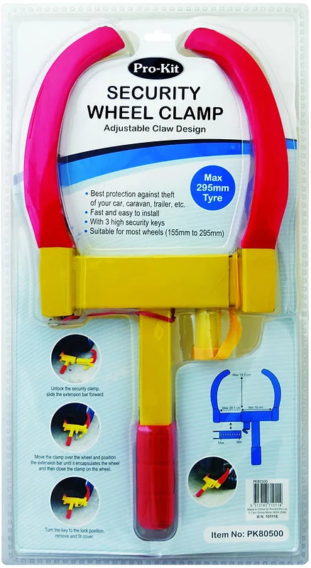 Security Claw Wheel Clamp, Adjustable Claw Design, Super Heavy Duty - Pro-Kit