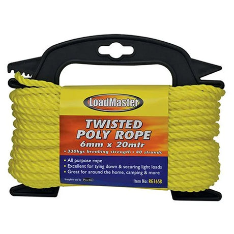 Twisted Poly Rope 6mm x 20mtr, 330kgs Breaking Strength - LoadMaster | Universal Auto Spares