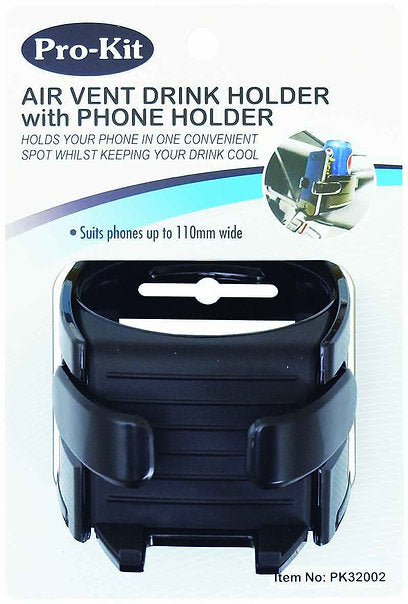Clip-On Air Vent Drink Holder With Phone Holder - Prokit