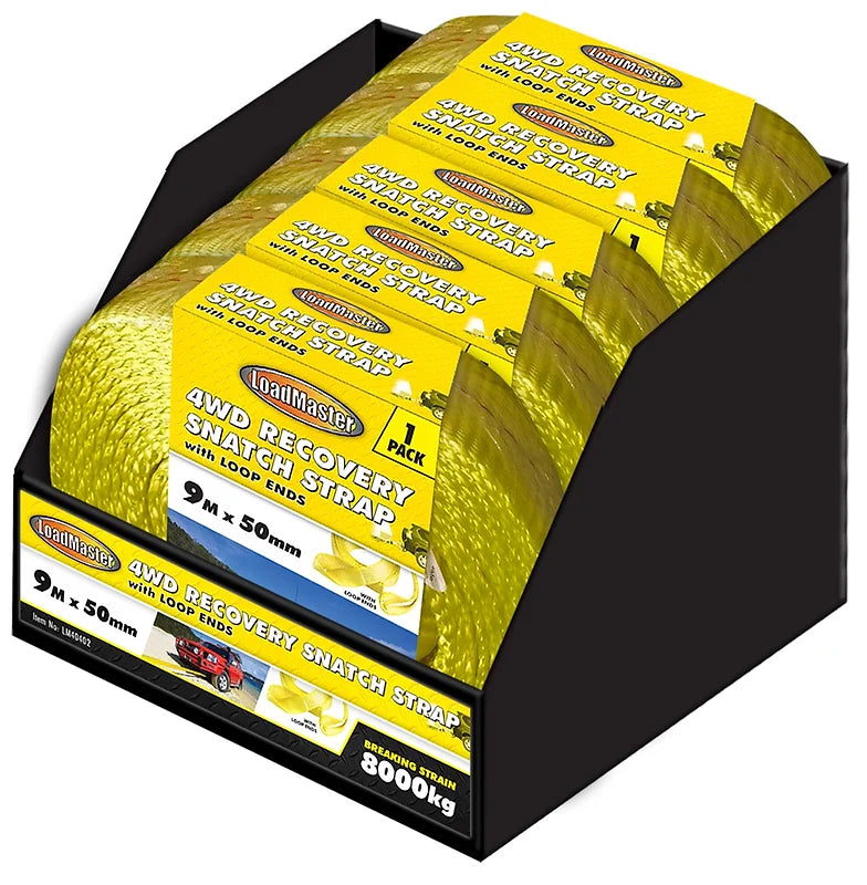 Snatch Strap 9mtr, With Loop Ends, Breaking Strain 8000kg - LoadMaster