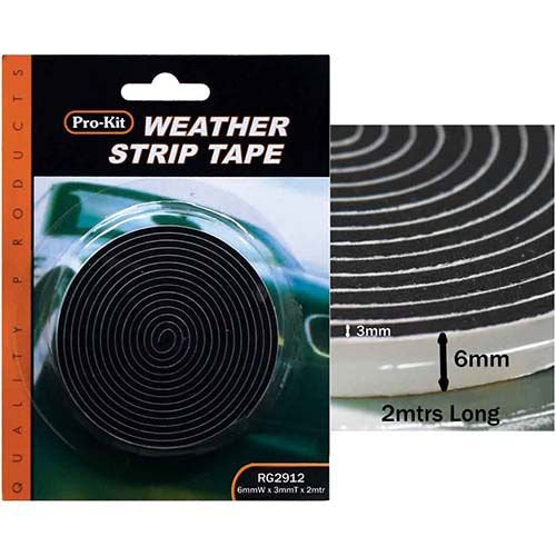 Tape Weatherstrip Foam Black 6, 12, 20mm - Pro-Kit 6mm