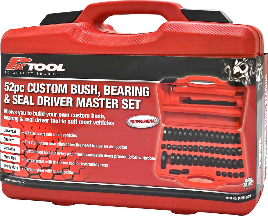 Master Kit 52 Piece Custom Bush, Bearing & Seal Driver - PKTool