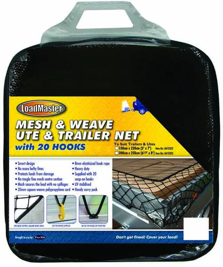 Trailer Net - Fine Mesh 200 X 250cm (6ft X 8ft), Combo Propylene - LoadMaster