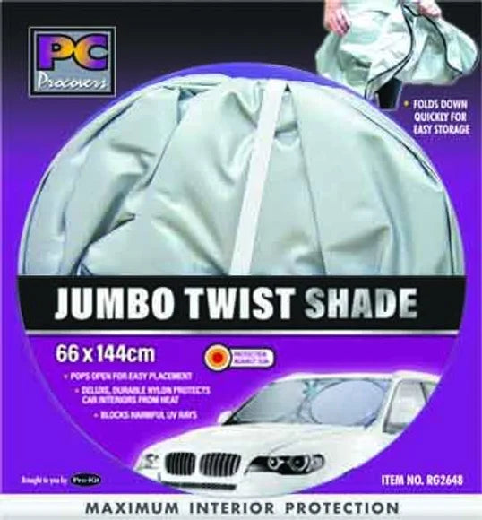 Jumbo Front Twist Sun Shade For Large Cars 144cm x 66cm - PC Procovers