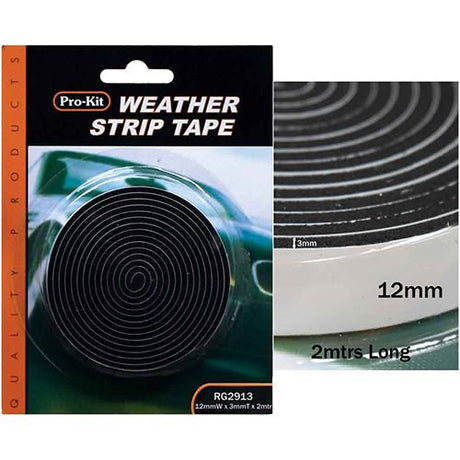 Tape Weatherstrip Foam Black 6, 12, 20mm - Pro-Kit 12mm