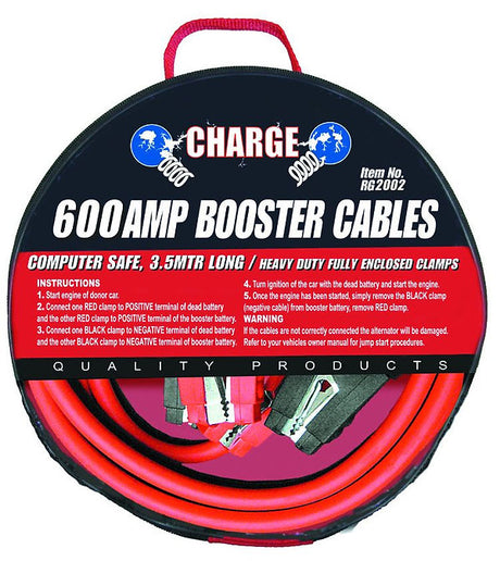 Computer Safe, 3.5 Meters Long 600AMP / Heavy Duty Fully Enclosed Clamps - Charge