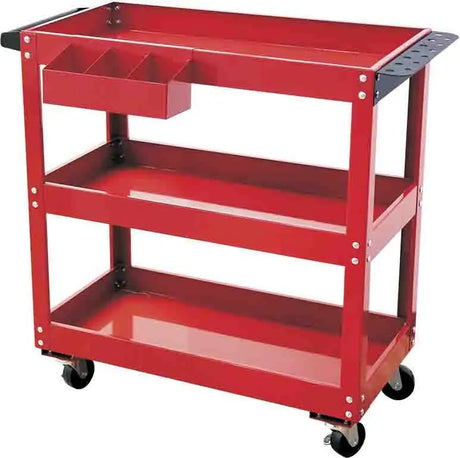 Red Professional Workshop & Warehouse Trolley With 3 Tool Trays - PKTool | Universal Auto Spares