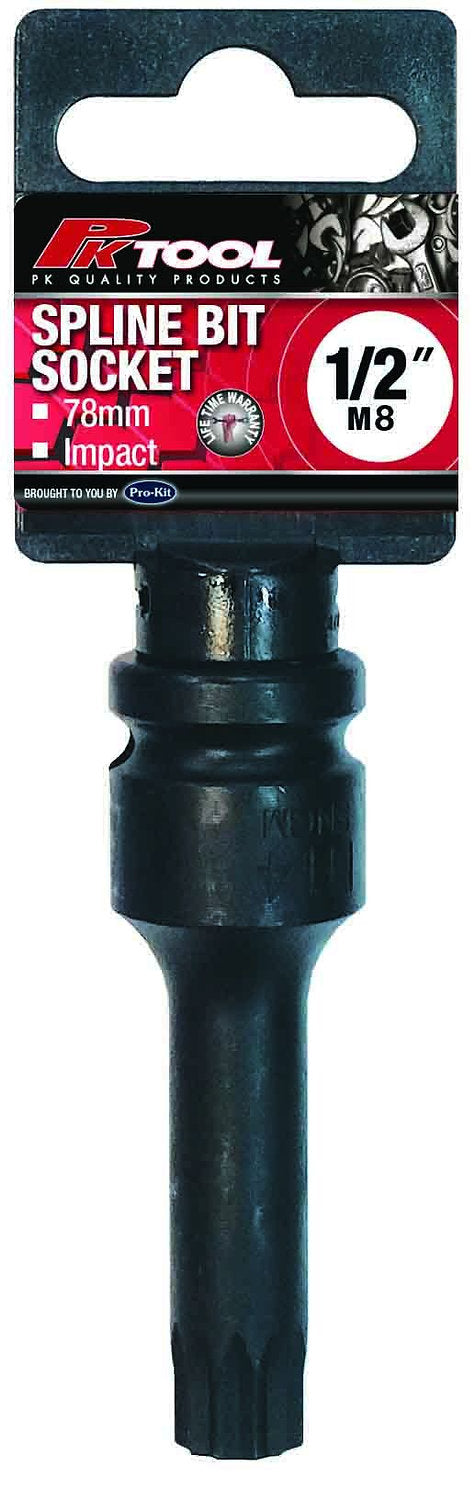 M8 1/2” DR 78mm Impact Spline Bits Sockets - PKTool