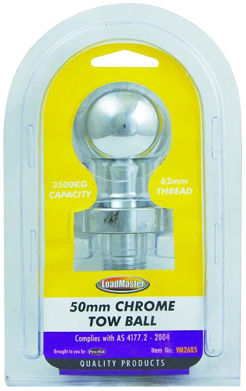Chrome Tow Ball 50mm With 62mm Thread - LoadMaster