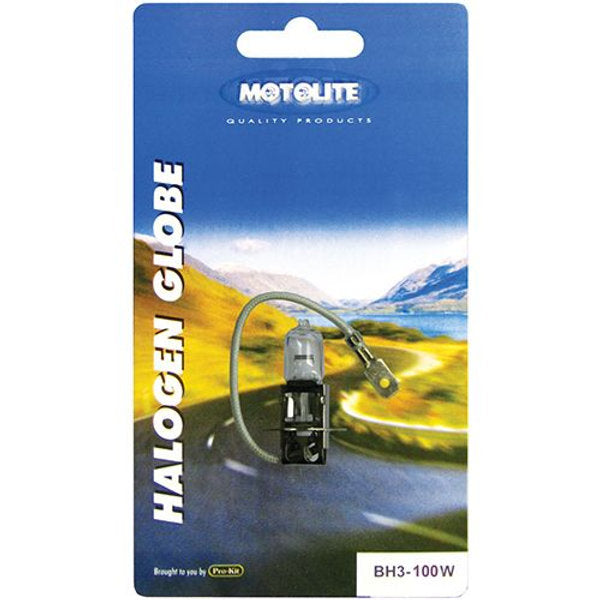 Headlamp Globes H3 100W Blister Pack Halogen - Motolite