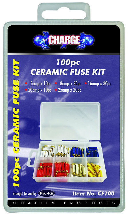 Ceramic Fuse Kit 100 Pieces Mixed - Charge | Universal Auto Spares