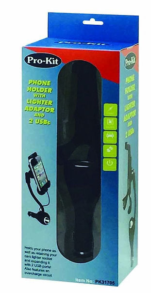 Lighter Socket & 2 USBs Phone and Navigator Holder - PKTool