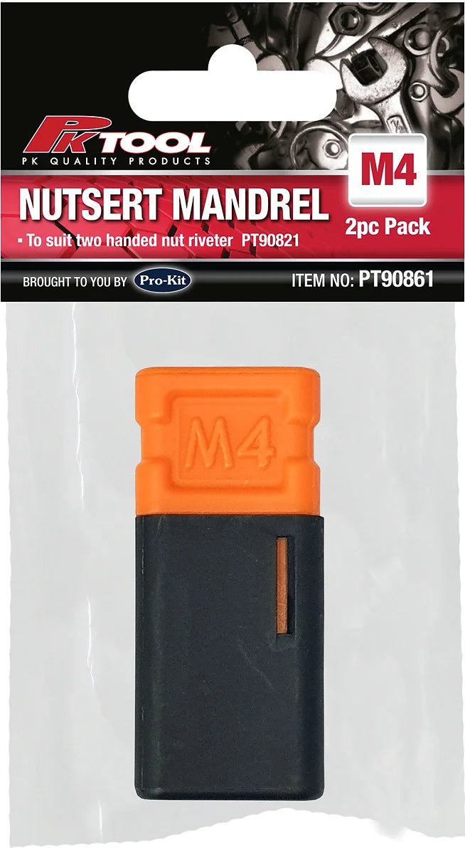 Nutsert Mandrel M3, M4, M5, M6, M8, M10 Replacement For 2 Handed Nut Rivet - PKTool M4