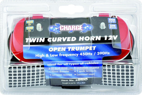 Horn Twin Curved High & Low 12V 450Hz & 390Hz - Charge | Universal Auto Spares