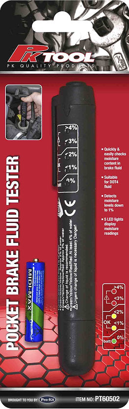Pocket Brake Fluid Tester 5 Led Lights Display Moisture Readings - PKTool