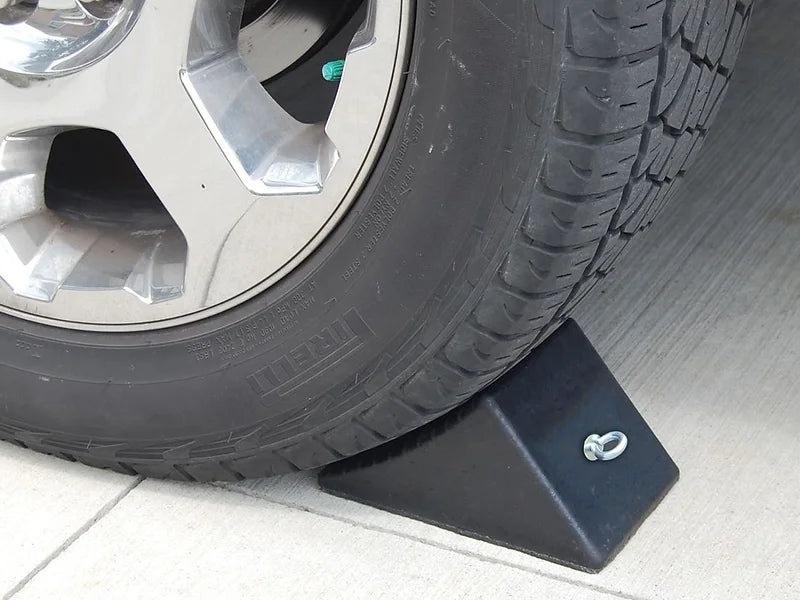 Heavy Duty Solid Rubber Triangular Wheel Chock With Chain Eye - LoadMaster