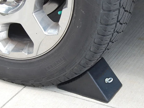 Heavy Duty Solid Rubber Triangular Wheel Chock With Chain Eye - LoadMaster