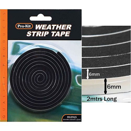 Tape Weatherstrip Foam Black 6, 12, 20mm - Pro-Kit | Universal Auto Spares