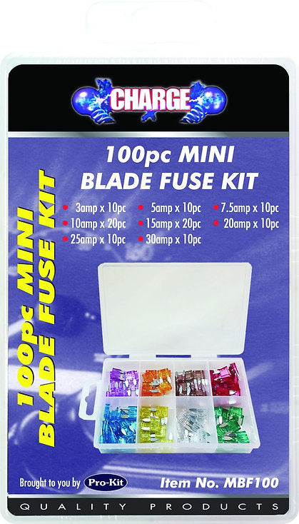 Mini Blade Fuse Kit 100 Mixed - Charge