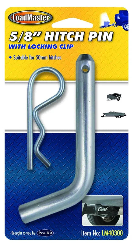 Hitch Pin With Locking Clip, Chrome Plated, Secures Pin - LoadMaster