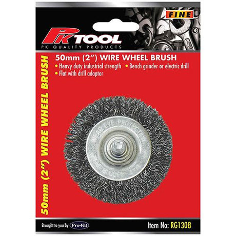 Wire Wheel Brush 2″ Fine 1/4″ Maximum 4500 RPM - PKTool