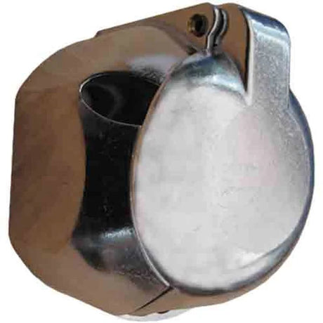 Trailer Socket 7 Pin Large Round Aluminium Flat Sides - LoadMaster