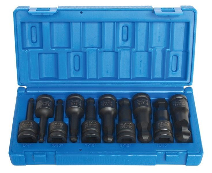 10 Piece 1/2 Drive Hex Driver Imperial Ball-End With Blow-Mold Case - Impact Tools | Universal Auto Spares