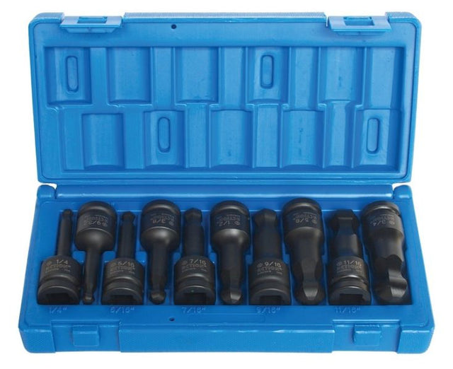 10 Piece 1/2 Drive Hex Driver Imperial Ball-End With Blow-Mold Case - Impact Tools | Universal Auto Spares