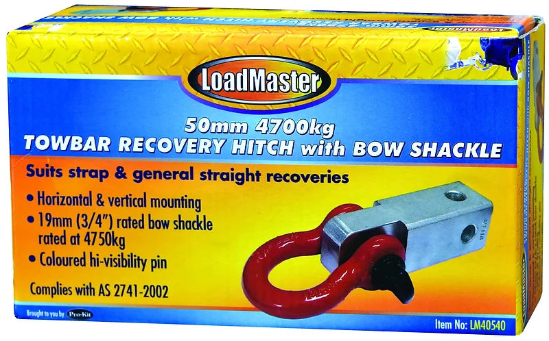 Towbar Recovery Hitch With Bow Shackle 50mm 4700kg - LoadMaster