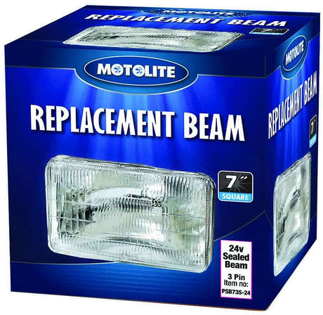Sealed Beam - 7″ 24v Square Large 3 Pin Flat Face - Motolite | Universal Auto Spares
