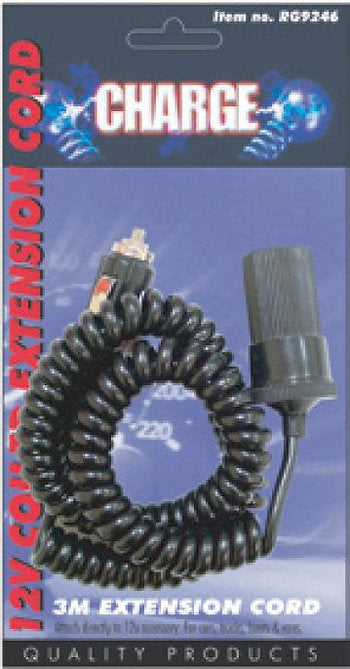 Cigarette Lighter Accessory Socket With 1 Outlet & 2M Coiled Wire 12/24V - Charge