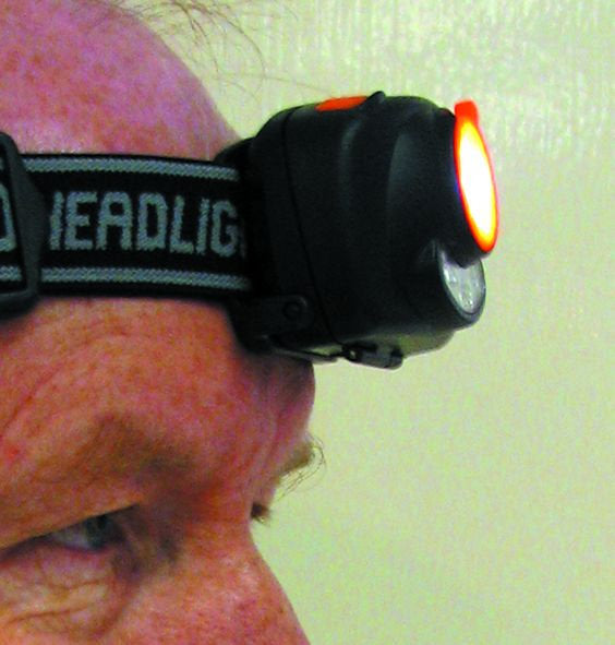 Torch Head Lamp 1 Led With Auto On/Off, 2 Led Warning Lights - Motolite
