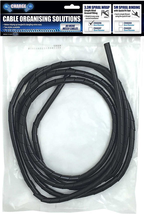 Spiral Wrap 8mm x 3.3 meter, 12mm x 3.3 meter Simple & Easy Wrap - Charge