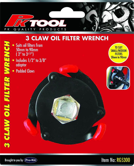 Oil Filter Wrench With 3 Claw 55-95mm - PKTool | Universal Auto Spares