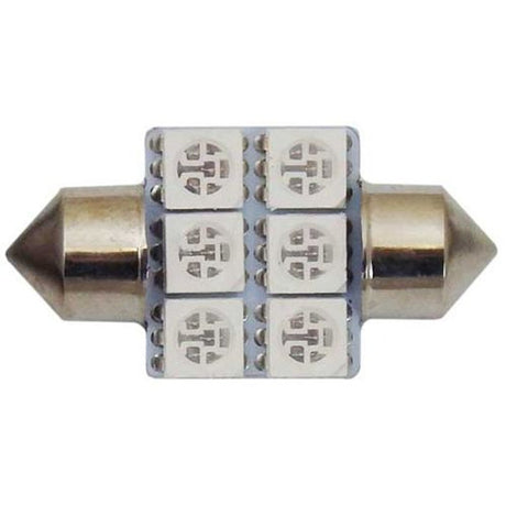 Globe 2 Piece SMD Festoon 31mm 6 Chips Blue & White - Motolite