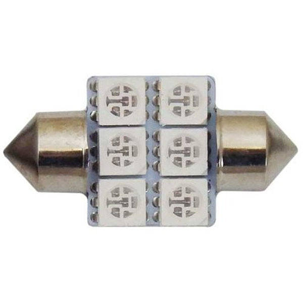 Globe 2 Piece SMD Festoon 31mm 6 Chips Blue & White - Motolite