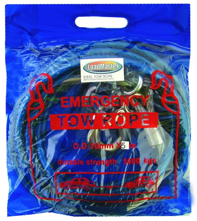 Tow Rope 5 Meters 3 Tons Steel, Super Heavy Duty - LoadMaster