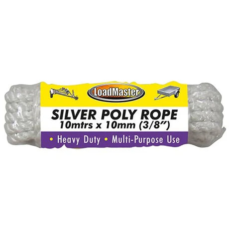 Silver Poly Rope Heavy Duty, Multi-Purpose Use, 10mtrs x 10mm - LoadMaster | Universal Auto Spares
