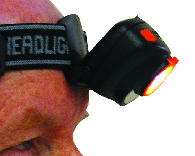 Torch Head Lamp 1 Led With Auto On/Off, 2 Led Warning Lights - Motolite