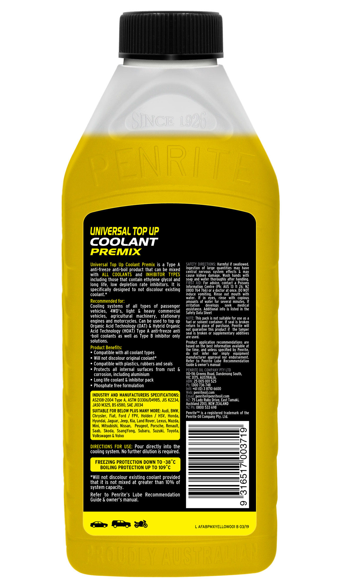 Universal Top Up Coolant Premix 1L - Penrite