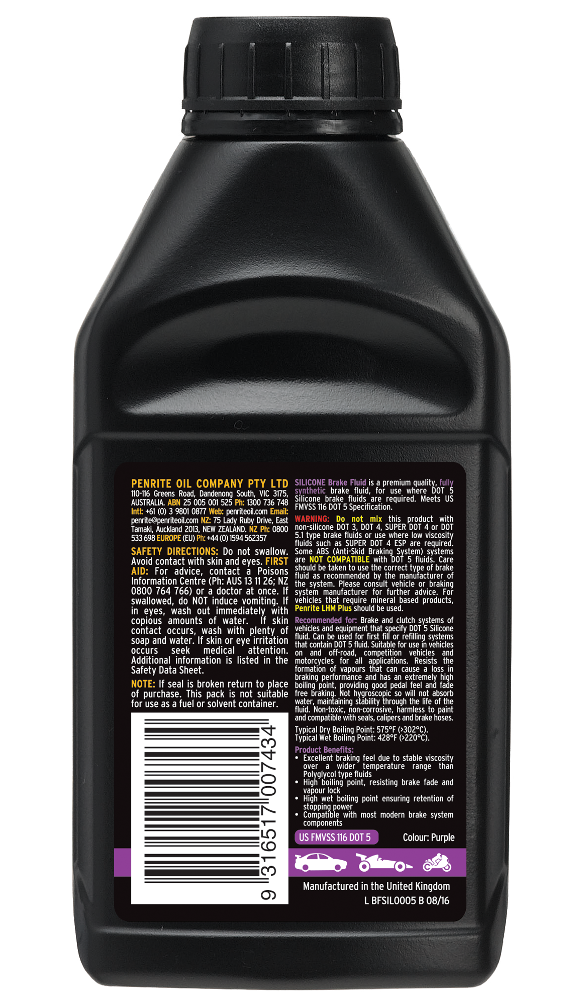 Silicone Brake Fluid 500ml - Penrite