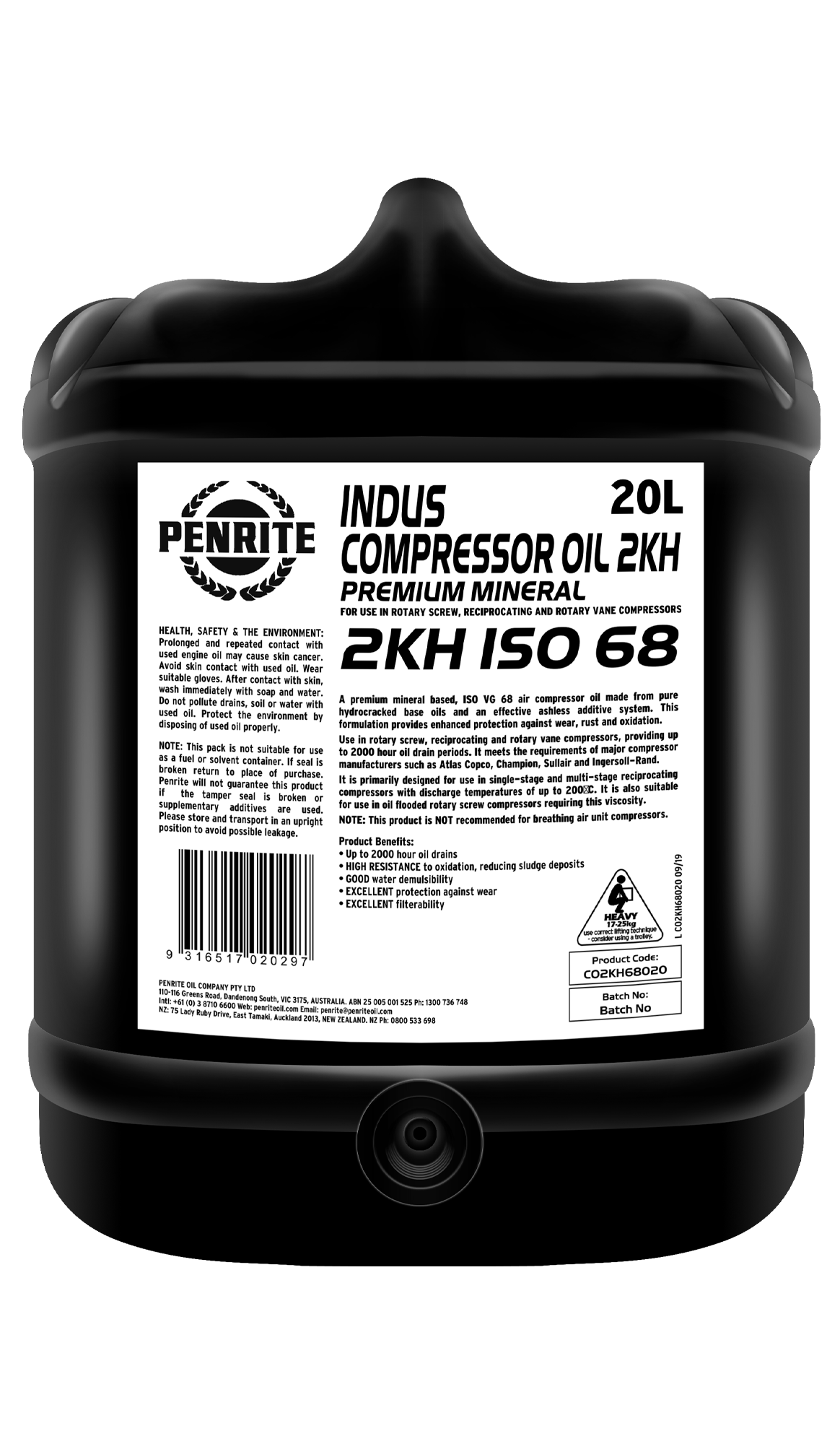 INDUS Compressor Oil 2KH ISO 68 - Penrite 20L